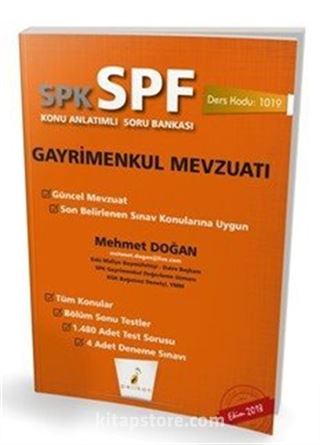 SPK - SPF Gayrimenkul Mevzuatı Konu Anlatımlı Soru Bankası 1019