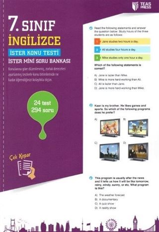 7. Sınıf İngilizce Yaprak Test Çek Kopar