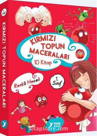 1. Sınıf Kırmızı Topun Maceraları Renkli Heceli-Düz Yazı (10 Kitap)