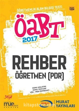 2017 KPSS ÖABT Rehber Öğretmen PDR - Psikolojik Danışmanlık ve Rehberlik (Kod:1224)