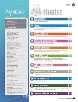 Osmanlıca Eğitim ve Kültür Dergisi Sayı:47 Temmuz 2017