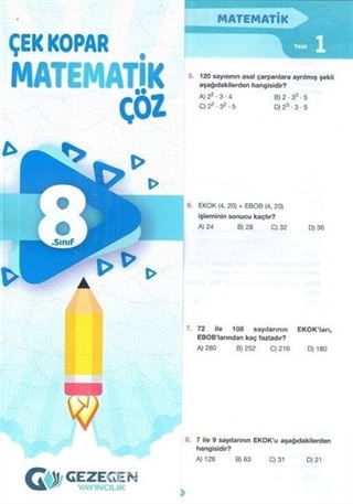 8. Sınıf Matematik Çek Kopar Yaprak Test