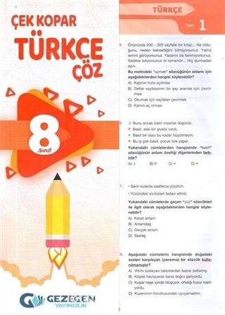 8. Sınıf Türkçe Çek Kopar Yaprak Test