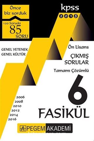 2018 KPSS Önlisans Tamamı Çözümlü 2006 - 2016 6 Fasikül Çıkmış Sorular