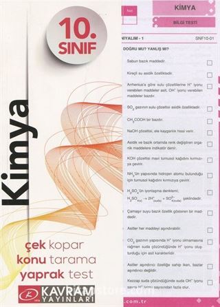 10. Sınıf Kimya Yaprak Testi