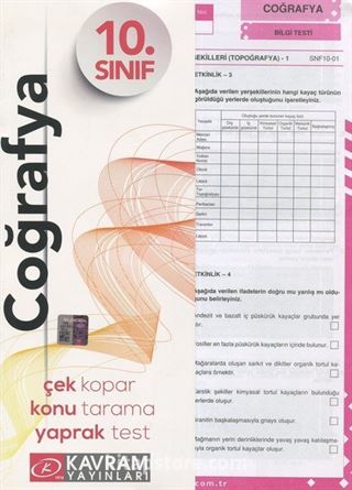 10. Sınıf Coğrafya Yaprak Testi