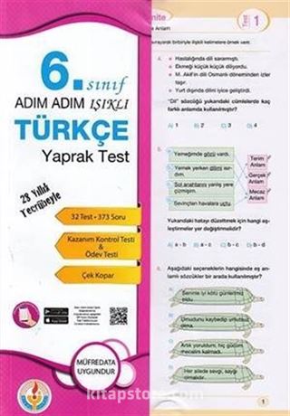 6. Sınıf Türkçe Yaprak Test