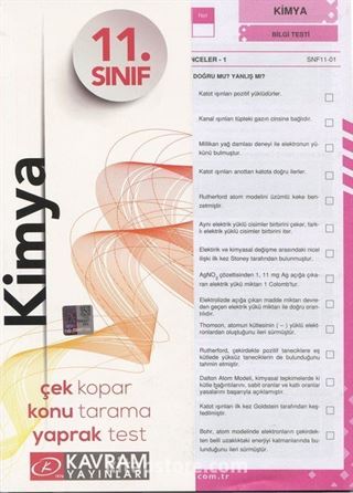 11. Sınıf Kimya Yaprak Testi