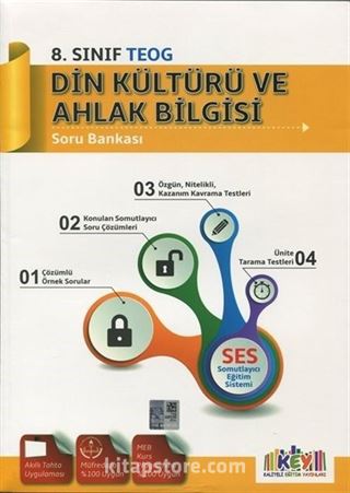 8. TEOG Sınıf Din Kültürü ve Ahlak Bilgisi Soru Bankası Somutlayıcı Eğitim Sistemi