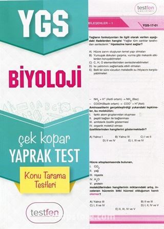 YGS Biyoloji Konu Tarama Yaprak Testleri