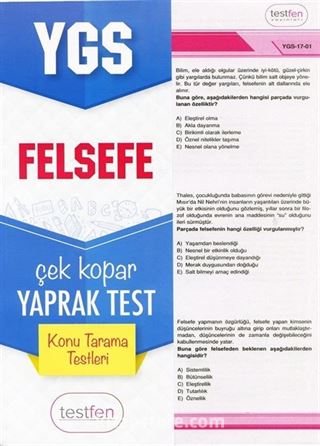 YGS Felsefe Konu Tarama Yaprak Testleri