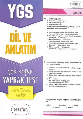 YGS Dil ve Anlatım Konu Tarama Yaprak Testleri