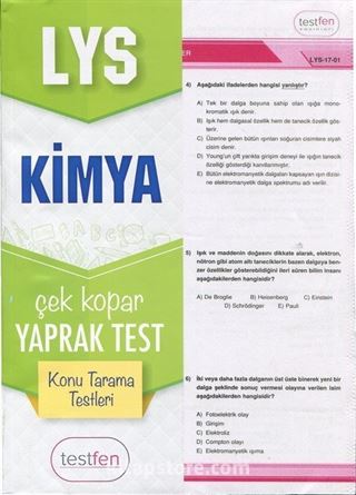 LYS Kimya Konu Tarama Yaprak Testleri