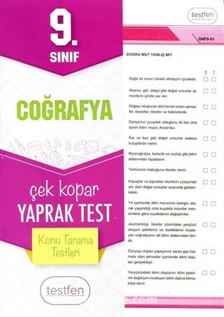 9. Sınıf Coğrafya Konu Tarama Yaprak Testleri