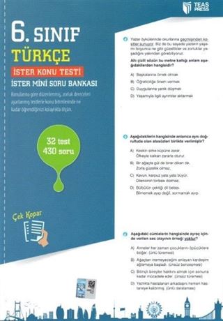 6. Sınıf Türkçe Yaprak Test Çek Kopar