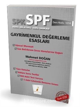 SPK - SPF Gayrimenkul Değerleme Esasları Konu Anlatımlı Soru Bankası 1014