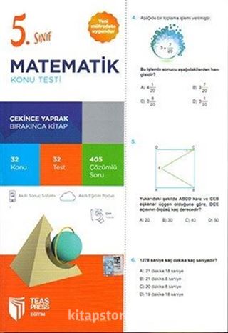 5. Sınıf Matematik Yaprak Test Çek Kopar (Yeni Müfredat)