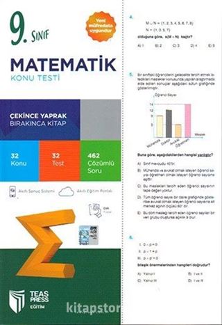 9. Sınıf Matematik Yaprak Test Çek Kopar (Yeni Müfredat)