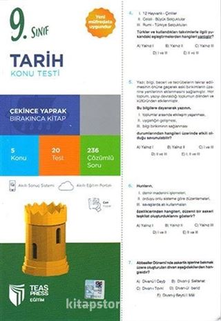 9. Sınıf Tarih Yaprak Test Çek Kopar (Yeni Müfredat)