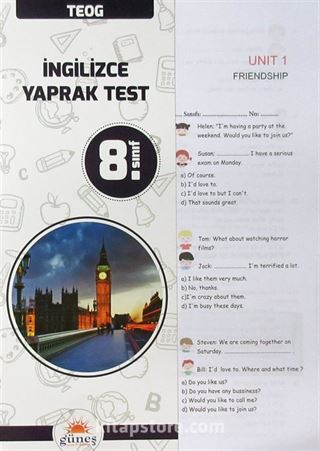 8. Sınıf TEOG İngilizce Yaprak Test