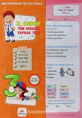 3. Sınıf Tüm Dersler Yaprak Test