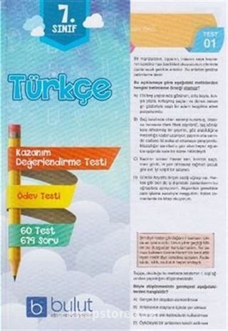 7. Sınıf Türkçe Kazanım Değerlendirme ve Ödev Testleri