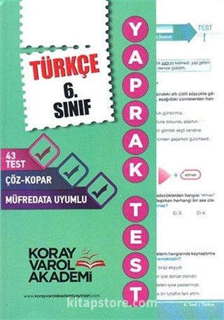 6. Sınıf Türkçe Yaprak Testi