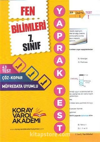 7. Sınıf Fen bilimleri Yaprak Testi