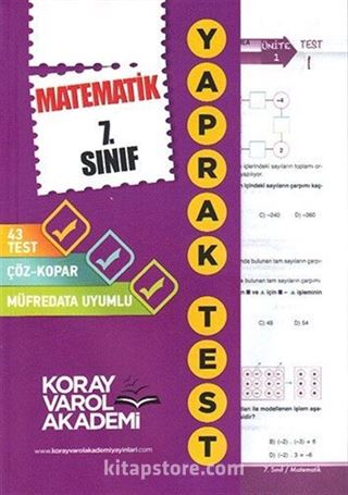 7. Sınıf Matematik Yaprak Testi