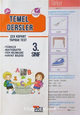 3. Sınıf Temel Dersler Çek Kopart Yaprak Test