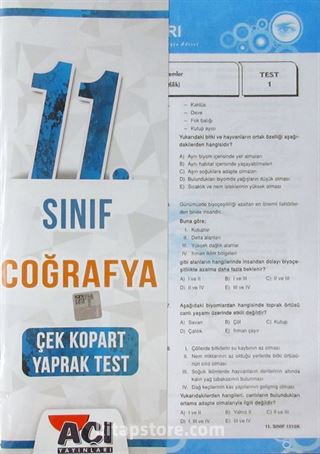 11. Sınıf Coğrafya Çek Kopart Yaprak Test