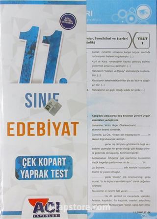 11. Sınıf Edebiyat Çek Kopart Yaprak Test