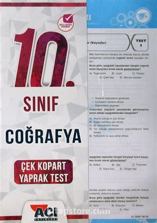 10. Sınıf Coğrafya Çek Kopart Yaprak Test