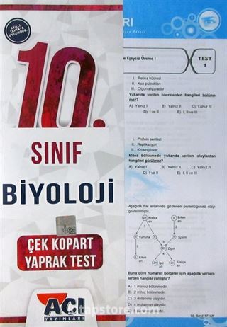 10. Sınıf Biyoloji Çek Kopart Yaprak Test