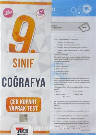 9. Sınıf Coğrafya Çek Kopart Yaprak Test