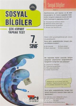 7. Sınıf Sosyal Bilgiler Çek Kopart Yaprak Test