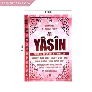 Yasin-i Şerif Türkçe Okunuşlu ve Mealli (Pembe Kapak-Orta Boy-Sesli Yasin)