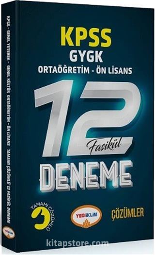 2018 KPSS Ortaöğretim-Önlisans Tamamı Çözümlü 12 Fasikül Deneme