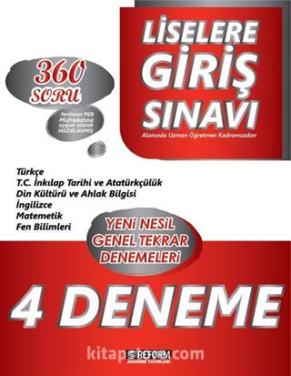 8. Sınıf Yeni Nesil Genel Tekrar 4 Deneme Sınavı