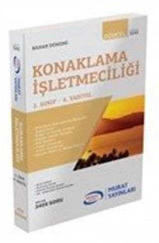 Konaklama İşletmeciliği 2. Sınıf 4. Yarıyıl Bahar Dönemi (5241)