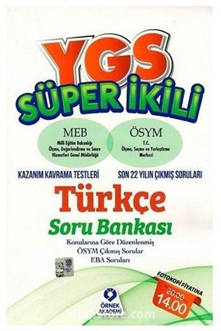 YGS Süper İkili Türkçe Soru Bankası