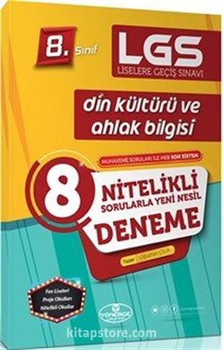 8. Sınıf Fen Liseleri ve Nitelikli Okullar Sınavı İçin Din Kültürü ve Ahlak Bilgisi 8 Genel Deneme Sınavı