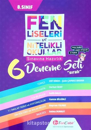 8. Sınıf Fen Liseleri Ve Nitelikli Okullar Sınavına Hazırlık 6 Deneme Seti (Sıralı)