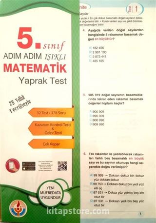 5. Sınıf Adım Adım Işıklı Matematik Yaprak Test