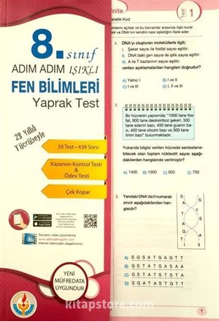 8. Sınıf Adım Adım Işıklı Fen Bilimleri Yaprak Test