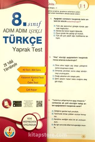 8. Sınıf Adım Adım Işıklı Türkçe Yaprak Test