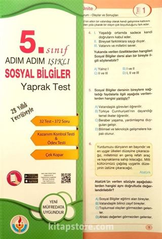 5. Sınıf Adım Adım Işıklı Sosyal Bilgiler Yaprak Test