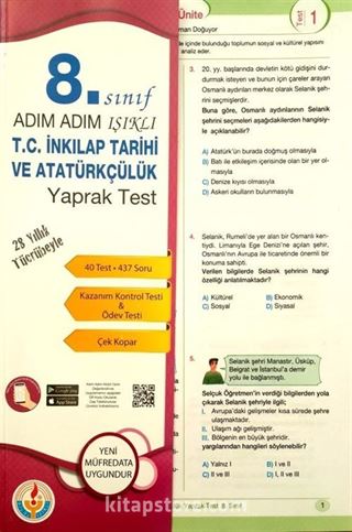 8. Sınıf Adım Adım Işıklı T. C. İnkılap Tarihi ve Atatürkçülük Yaprak Test