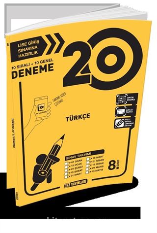 8. Sınıf Lise Giriş Sınavına Hazırlık Türkçe 20 Deneme