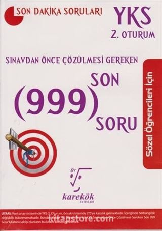 YKS Sınavdan Önce Çözülmesi Gereken Son 999 Soru Sözel Öğrenciler İçin